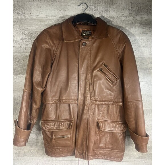 Vintage Blue Duck Brown Leather Coat High Quality EUC Size S